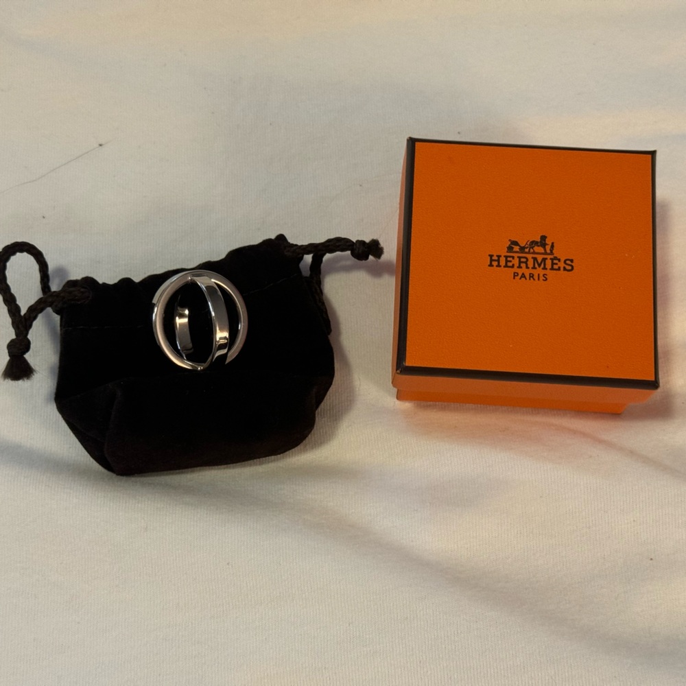 Hermes Silver Scarf Ring